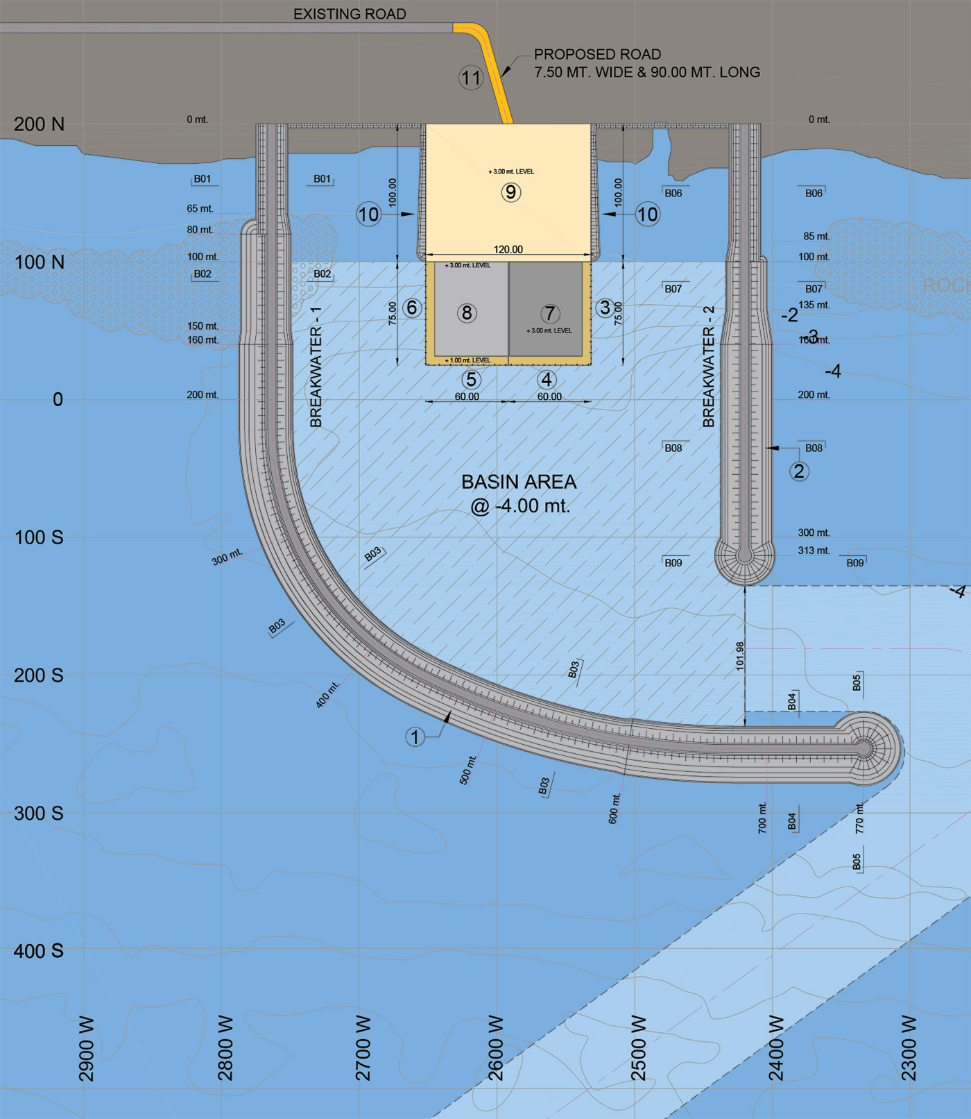 MAP OF THE BASIN SHOWING THE BREAKWATER